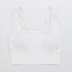 Aerie ribbed white tank top with built in bra